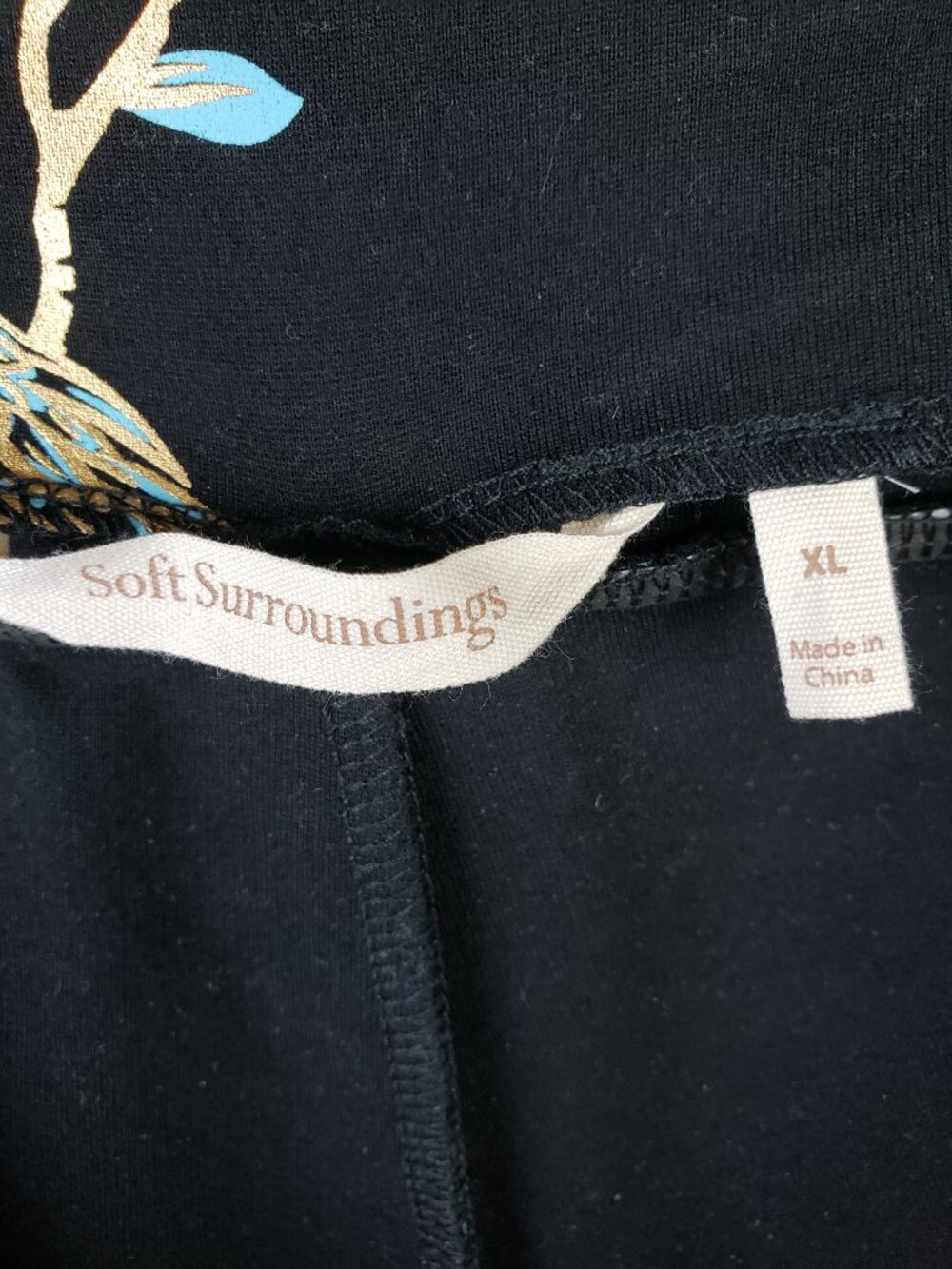 Soft Surroundings Chinoiserie Pants Ponte Foil Printed Floral Birds Boho size XL - Picture 3 of 11